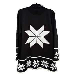 Vtg FORENZA Sweater Women's [S] Black White Snowflake Nordic Geometric Pullover